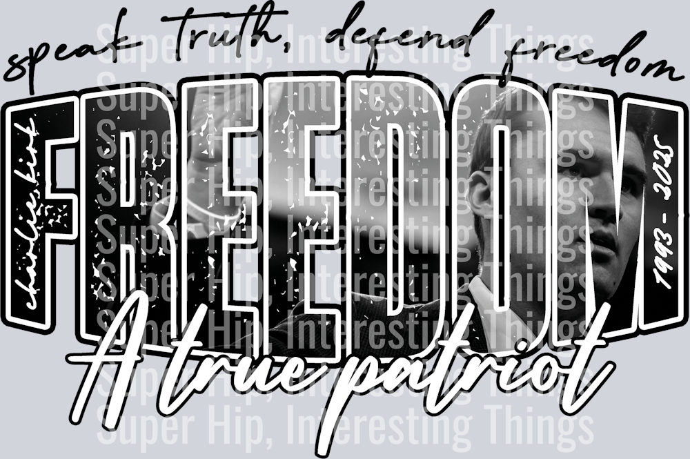 Charlie Kirk Freedom Black Letters