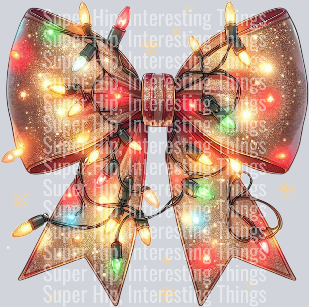 Christmas Light Coquette Bow PNG