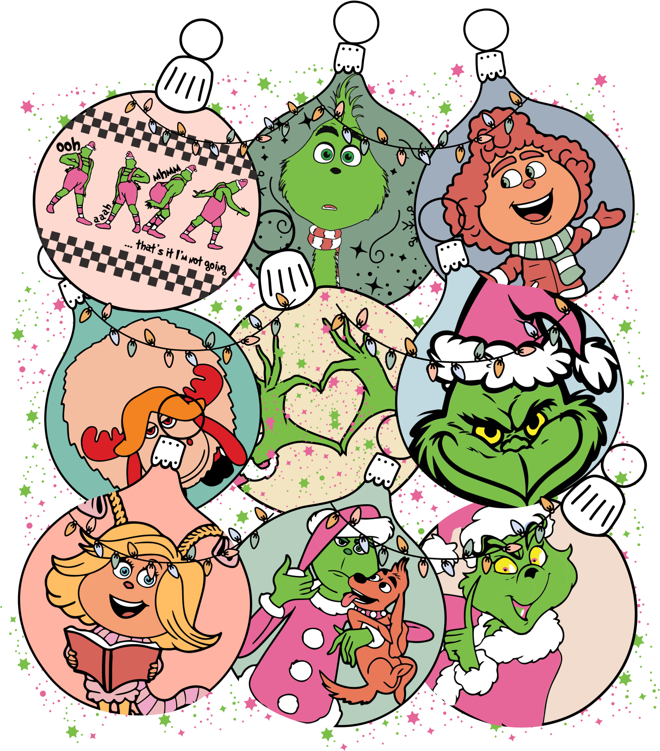 Grinch, Whoville Ornaments  w/ Pocket Image