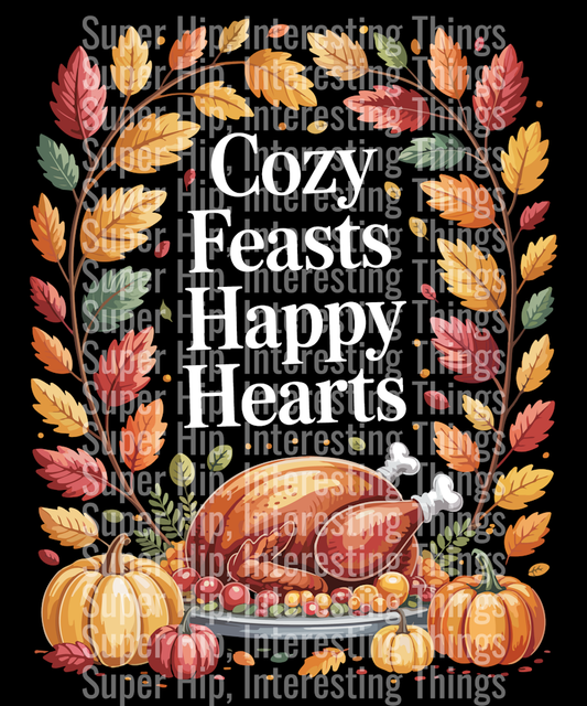 Cozy Feasts Happy Hearts Turkey Day Tee